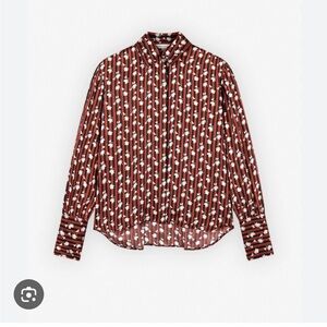 NWT MAISON KITSUNE Floral Stripes Print Long Sleeve, 34